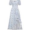 image:imageScarlet Darkness Renaissance Dress Women Cottagecore Corset Dress Ruffle Maxi Dress with PocketsBlue Flower