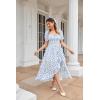 image:imageScarlet Darkness Renaissance Dress Women Cottagecore Corset Dress Ruffle Maxi Dress with PocketsBlue Flower
