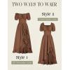 image:imageScarlet Darkness Renaissance Dress Women Cottagecore Corset Dress Ruffle Maxi Dress with PocketsBrown