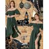 image:imageScarlet Darkness Renaissance Dress Women Cottagecore Corset Dress Ruffle Maxi Dress with PocketsDark Green