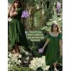 image:imageScarlet Darkness Renaissance Dress Women Cottagecore Corset Dress Ruffle Maxi Dress with PocketsGreen