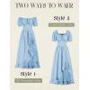 image:imageScarlet Darkness Renaissance Dress Women Cottagecore Corset Dress Ruffle Maxi Dress with PocketsLight Blue