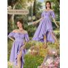 image:imageScarlet Darkness Renaissance Dress Women Cottagecore Corset Dress Ruffle Maxi Dress with PocketsLight Purple