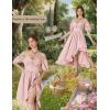 image:imageScarlet Darkness Renaissance Dress Women Cottagecore Corset Dress Ruffle Maxi Dress with PocketsPink