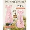 image:imageScarlet Darkness Renaissance Dress Women Cottagecore Corset Dress Ruffle Maxi Dress with PocketsPink