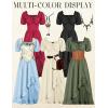 image:imageScarlet Darkness Renaissance Dress Women Cottagecore Corset Dress Ruffle Maxi Dress with PocketsPurple