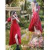 image:imageScarlet Darkness Renaissance Dress Women Cottagecore Corset Dress Ruffle Maxi Dress with PocketsRed