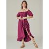 image:imageScarlet Darkness Renaissance Dress Women Cottagecore Corset Dress Ruffle Maxi Dress with PocketsRose Red