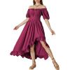 image:imageScarlet Darkness Renaissance Dress Women Cottagecore Corset Dress Ruffle Maxi Dress with PocketsRose Red