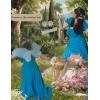 image:imageScarlet Darkness Renaissance Dress Women Cottagecore Corset Dress Ruffle Maxi Dress with PocketsSky Blue