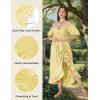 image:imageScarlet Darkness Renaissance Dress Women Cottagecore Corset Dress Ruffle Maxi Dress with PocketsYellow