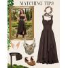 image:imageScarlet Darkness Renaissance Dress Women Summer Corset Dress Flowy Sleeveless Milkmaid Vacation Sundress with PocketsDark Brown
