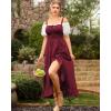 image:imageScarlet Darkness Renaissance Dress Women Summer Corset Dress Flowy Sleeveless Milkmaid Vacation Sundress with PocketsWine Red