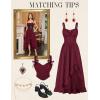 image:imageScarlet Darkness Renaissance Dress Women Summer Corset Dress Flowy Sleeveless Milkmaid Vacation Sundress with PocketsWine Red
