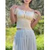 image:imageScarlet Darkness Renaissance Peasant Blouse for Women Square Neck Short Sleeve Smocked Waist TopsBeige