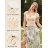 image:imageScarlet Darkness Renaissance Peasant Blouse for Women Square Neck Short Sleeve Smocked Waist TopsBeige