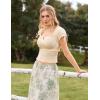 image:imageScarlet Darkness Renaissance Peasant Blouse for Women Square Neck Short Sleeve Smocked Waist TopsBeige