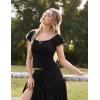 image:imageScarlet Darkness Renaissance Peasant Blouse for Women Square Neck Short Sleeve Smocked Waist TopsBlack