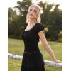 image:imageScarlet Darkness Renaissance Peasant Blouse for Women Square Neck Short Sleeve Smocked Waist TopsBlack