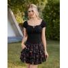 image:imageScarlet Darkness Renaissance Peasant Blouse for Women Square Neck Short Sleeve Smocked Waist TopsBlack
