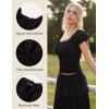 image:imageScarlet Darkness Renaissance Peasant Blouse for Women Square Neck Short Sleeve Smocked Waist TopsBlack