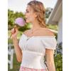 image:imageScarlet Darkness Renaissance Peasant Blouse for Women Square Neck Short Sleeve Smocked Waist TopsIvory
