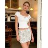 image:imageScarlet Darkness Renaissance Peasant Blouse for Women Square Neck Short Sleeve Smocked Waist TopsIvory