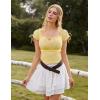 image:imageScarlet Darkness Renaissance Peasant Blouse for Women Square Neck Short Sleeve Smocked Waist TopsYellow