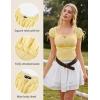 image:imageScarlet Darkness Renaissance Peasant Blouse for Women Square Neck Short Sleeve Smocked Waist TopsYellow