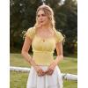 image:imageScarlet Darkness Renaissance Peasant Blouse for Women Square Neck Short Sleeve Smocked Waist TopsYellow