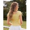 image:imageScarlet Darkness Renaissance Peasant Blouse for Women Square Neck Short Sleeve Smocked Waist TopsYellow