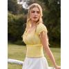image:imageScarlet Darkness Renaissance Peasant Blouse for Women Square Neck Short Sleeve Smocked Waist TopsYellow