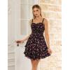 image:imageScarlet Darkness Smocked Floral Sundresses for Women Teens 2026 Summer Flowy Ruffle Mini DressBlack Pink Floral