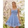image:imageScarlet Darkness Smocked Floral Sundresses for Women Teens 2026 Summer Flowy Ruffle Mini DressBluewhite Floral
