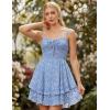 image:imageScarlet Darkness Smocked Floral Sundresses for Women Teens 2026 Summer Flowy Ruffle Mini DressBluewhite Floral