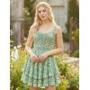 image:imageScarlet Darkness Smocked Floral Sundresses for Women Teens 2026 Summer Flowy Ruffle Mini DressGreenwhite Floral
