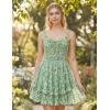 image:imageScarlet Darkness Smocked Floral Sundresses for Women Teens 2026 Summer Flowy Ruffle Mini DressGreenwhite Floral