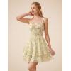 image:imageScarlet Darkness Smocked Floral Sundresses for Women Teens 2026 Summer Flowy Ruffle Mini DressWhite Yellow Floral