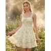 image:imageScarlet Darkness Smocked Floral Sundresses for Women Teens 2026 Summer Flowy Ruffle Mini DressWhite Yellow Floral