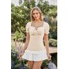 image:imageScarlet Darkness Summer Corset Tops for Women Puff Sleeve Peasant Blouse Square Neck Renaissance ShirtApricot