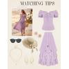 image:imageScarlet Darkness Summer Corset Tops for Women Puff Sleeve Peasant Blouse Square Neck Renaissance ShirtPurple