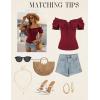 image:imageScarlet Darkness Summer Corset Tops for Women Puff Sleeve Peasant Blouse Square Neck Renaissance ShirtWine Red