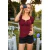image:imageScarlet Darkness Summer Corset Tops for Women Puff Sleeve Peasant Blouse Square Neck Renaissance ShirtWine Red