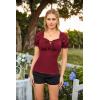 image:imageScarlet Darkness Summer Corset Tops for Women Puff Sleeve Peasant Blouse Square Neck Renaissance ShirtWine Red