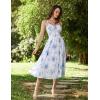 image:imageScarlet Darkness Summer Dresses for Women 2026 Floral Corset Dress Long Milkmaid Dress with PocketBlue
