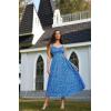 image:imageScarlet Darkness Summer Dresses for Women 2026 Floral Corset Dress Long Milkmaid Dress with PocketBlue White Floral