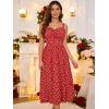image:imageScarlet Darkness Summer Dresses for Women 2026 Floral Corset Dress Long Milkmaid Dress with PocketRed Floral