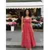 image:imageScarlet Darkness Summer Dresses for Women 2026 Floral Corset Dress Long Milkmaid Dress with PocketRed Floral