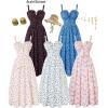 image:imageScarlet Darkness Summer Dresses for Women 2026 Floral Corset Dress Long Milkmaid Dress with PocketWhite Blue Floral