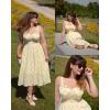 image:imageScarlet Darkness Summer Dresses for Women 2026 Floral Corset Dress Long Milkmaid Dress with PocketYellow